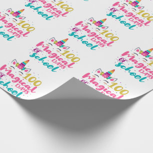 Niedliches Einhorn 100 magische Schultage Geschenkpapier