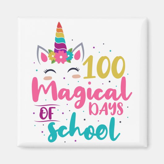 Niedliches Einhorn 100 magische Schultage Magnet (Vorne)