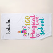 Niedliches Einhorn 100 magische Schultage Strandtuch (Vorderseite)