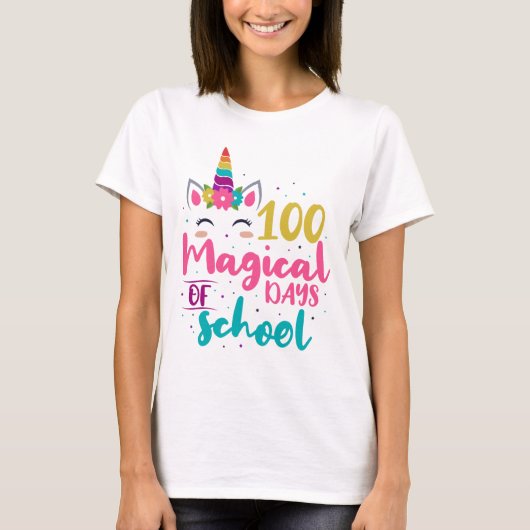 Niedliches Einhorn 100 magische Schultage T-Shirt (Vorderseite)