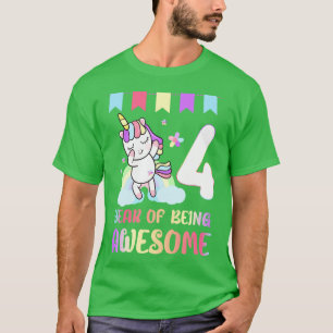 Niedliches Einhorn 4. Geburtstag 4 Jahre Phantasti T-Shirt