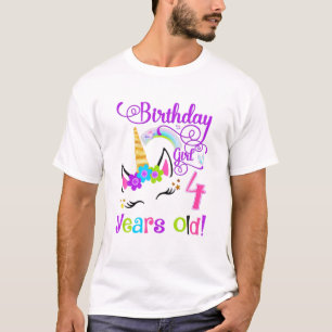 Niedliches Einhorn 4. Geburtstag Party Mädchen 4 J T-Shirt
