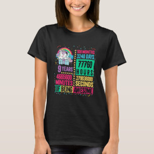 Niedliches Einhorn 9 Jahre Lebenszeit Regenbogen 9 T-Shirt