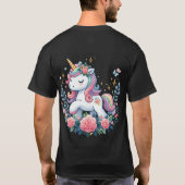 Niedliches Einhorn auf Blume T-Shirt (Rückseite)
