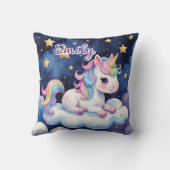 Niedliches Einhorn auf Cloud-Namenskatze Kissen (Rückseite)