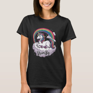Niedliches Einhorn auf dem Cloud Rainbow Dream Big T-Shirt