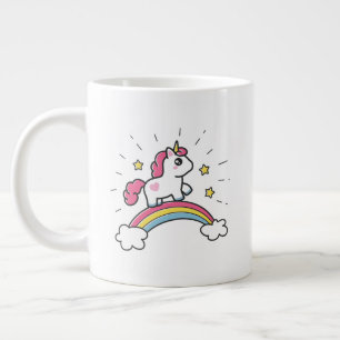 Niedliches Einhorn auf einem Regenbogendesign Jumbo-Tasse