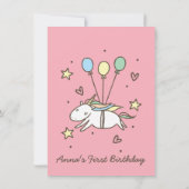 Niedliches Einhorn auf Laurels. Geburtstag. Danke. Einladung (Rückseite)