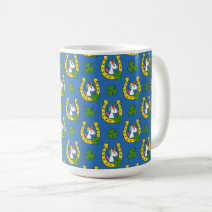 Niedliches Einhorn auf St Patrick's Day Pattern Kaffeetasse