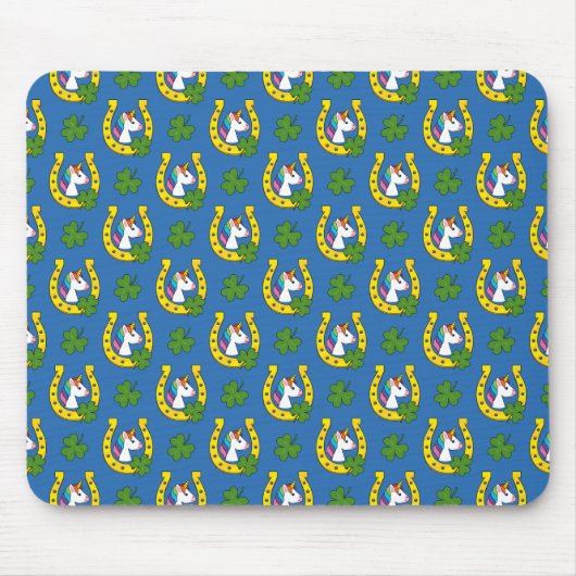 Niedliches Einhorn auf St Patrick's Day Pattern Mousepad (Vorne)