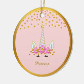 Niedliches Einhorn, Blume & Goldfetti Keramik Ornament (Links)