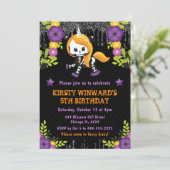 Niedliches Einhorn-BlumenHalloween Einladung (Stehend Vorderseite)