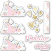 Niedliches Einhorn Blumenkohl Personalisiertes Auf Aufkleber (Vorderseite)