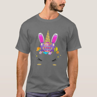 Niedliches Einhorn Bunny Ears Ei Gesichtsausdruck  T-Shirt