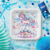 Niedliches Einhorn Burg Magisches Land Pappteller (Party)