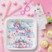 Niedliches Einhorn Burg Magisches Land Pappteller (Party)