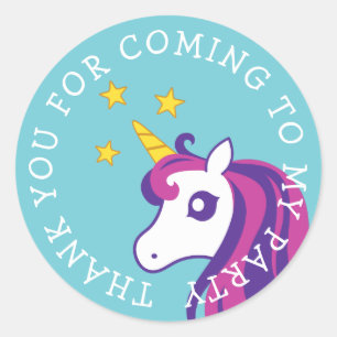 Niedliches Einhorn danke, dass du zu meinem Party  Runder Aufkleber