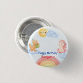 Niedliches Einhorn Dinosaurier Regenbogen Geburtst Button (Vorne & Hinten)