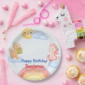 Niedliches Einhorn Dinosaurier Regenbogen Geburtst Pappteller (Party)