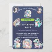 Niedliches Einhorn Dinosaurier Regenbogenfreund Ge Einladung (Vorderseite)