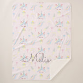 niedliches Einhorn-Emoji-Pastellmonogramm Sherpadecke (Vorderseite)
