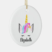 Niedliches Einhorn Eyelashes Personalisierte Weihn Keramik Ornament (Rechts)