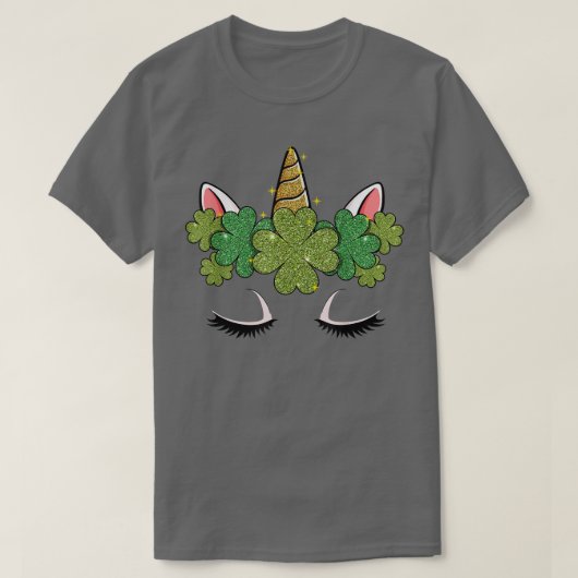 Niedliches Einhorn Face St Patricks Festival Moon  T-Shirt (Design vorne)