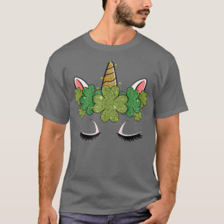 Niedliches Einhorn Face St Patricks Festival Moon  T-Shirt