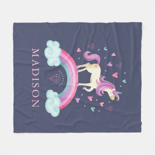 Niedliches Einhorn Fleecedecke (Vorderseite (Horizontal))
