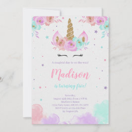 Niedliches Einhorn Geburtstag Blumenzauber Einhorn Einladung
