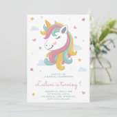 Niedliches Einhorn Girl Einladung (Stehend Vorderseite)