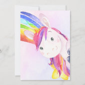 Niedliches Einhorn Girl Erstgeburt Magischer Regen Einladung (Rückseite)