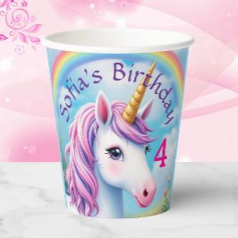 Niedliches Einhorn Girl' Rainbow Birthday Farbenfr Pappbecher