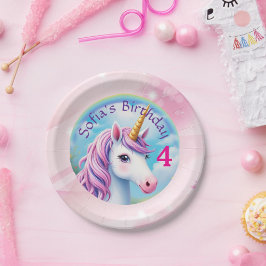 Niedliches Einhorn Girl' Rainbow Birthday Farbenfr Pappteller