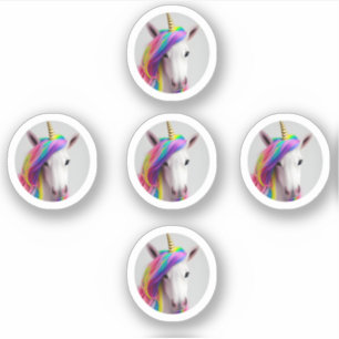 Niedliches Einhorn Girl Rainbow Hair Aufkleber