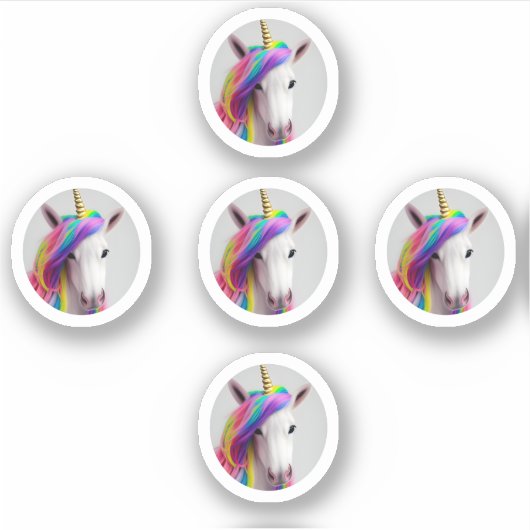 Niedliches Einhorn Girl Rainbow Hair Aufkleber (Vorderseite)