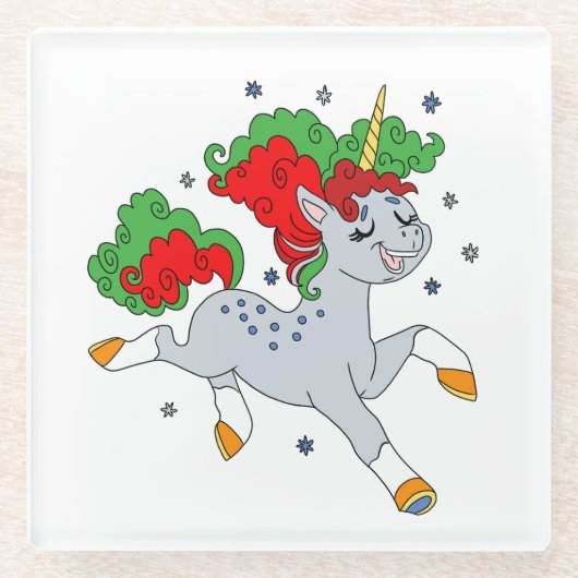 Niedliches Einhorn Glasuntersetzer (Vorderseite)