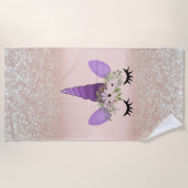 Niedliches Einhorn, Glitzer Bokeh Strandtuch (Vorderseite)