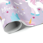 Niedliches Einhorn Glückwunsch Geburtstag pink mäd Geschenkpapier (Rolleneckpunkt)