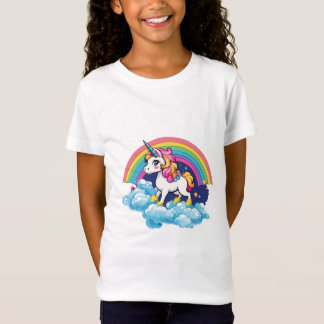 Niedliches Einhorn - Happy Flying Through Rainbow T-Shirt