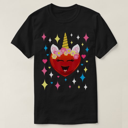 Niedliches Einhorn Herz Funny Valentinstag T-Shirt (Design vorne)