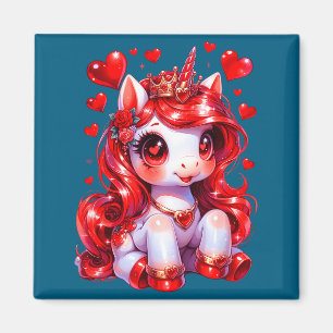 Niedliches Einhorn Herz Valentinstag Mädchen Kinde Magnet