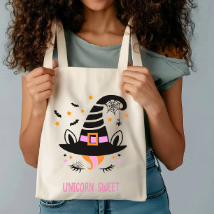 Niedliches Einhorn, Hexenhut, Girl Halloween Tragetasche