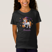 Niedliches Einhorn, Hexenhut und Kürbiskürbis T-Shirt (Vorderseite)