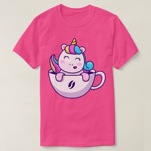 Niedliches Einhorn im Cup-Kaffee T-Shirt (Design vorne)