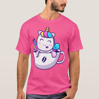 Niedliches Einhorn im Cup-Kaffee T-Shirt