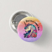 Niedliches Einhorn im farbenfrohen Himmel Button (Vorne & Hinten)