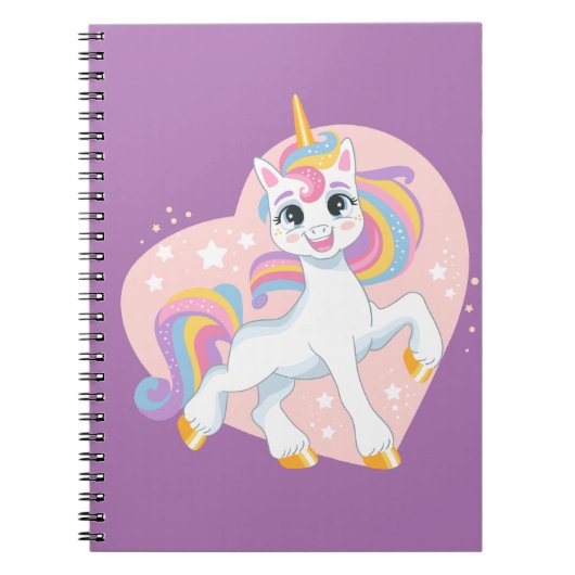 Niedliches Einhorn im Herzen Notizblock (Vorderseite)