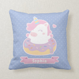 Niedliches Einhorn in Doughnut Girls Zimmerdekor K Kissen