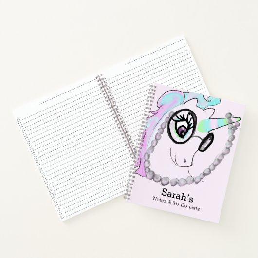 Niedliches Einhorn in Glasbezeichnung oder Monogra Notizblock (Innenseite)